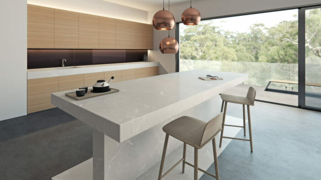 Caesarstone Alpine Mist| 130’’ x 64.6’’ | 2 CM| Polished Quartz Slab