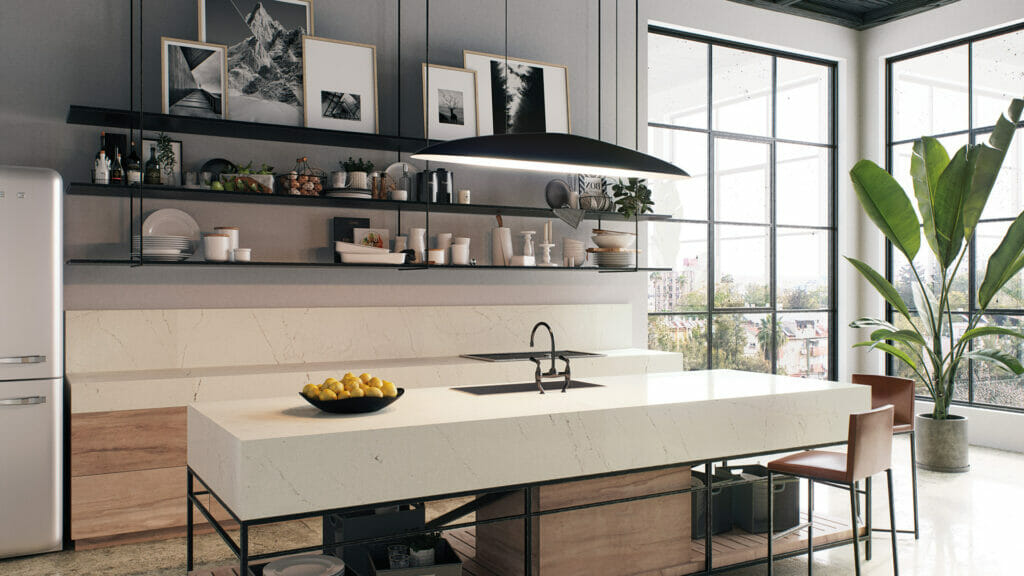 Caesarstone Aterra Blanca | 130’’ x 64.6’’ | 2 CM| Polished Quartz Slab