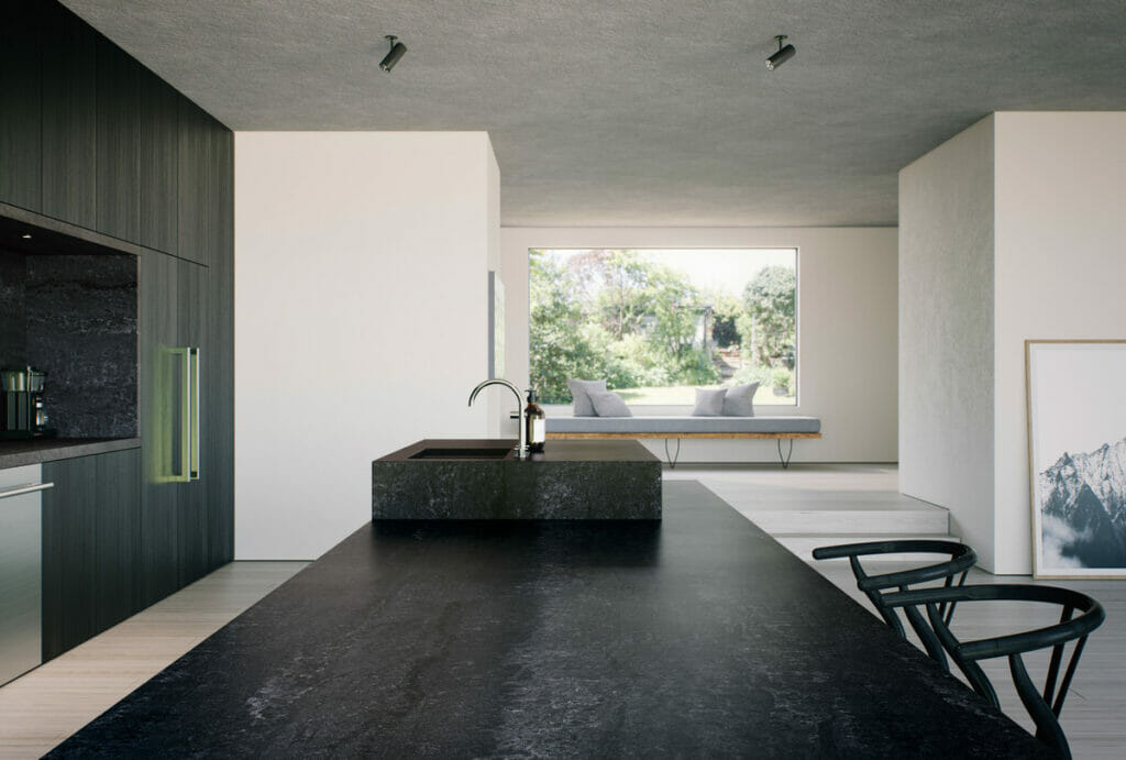 Caesarstone Black Tempal | 130’’ x 64.6’’ | 2 CM| Natural Finish Quartz Slab