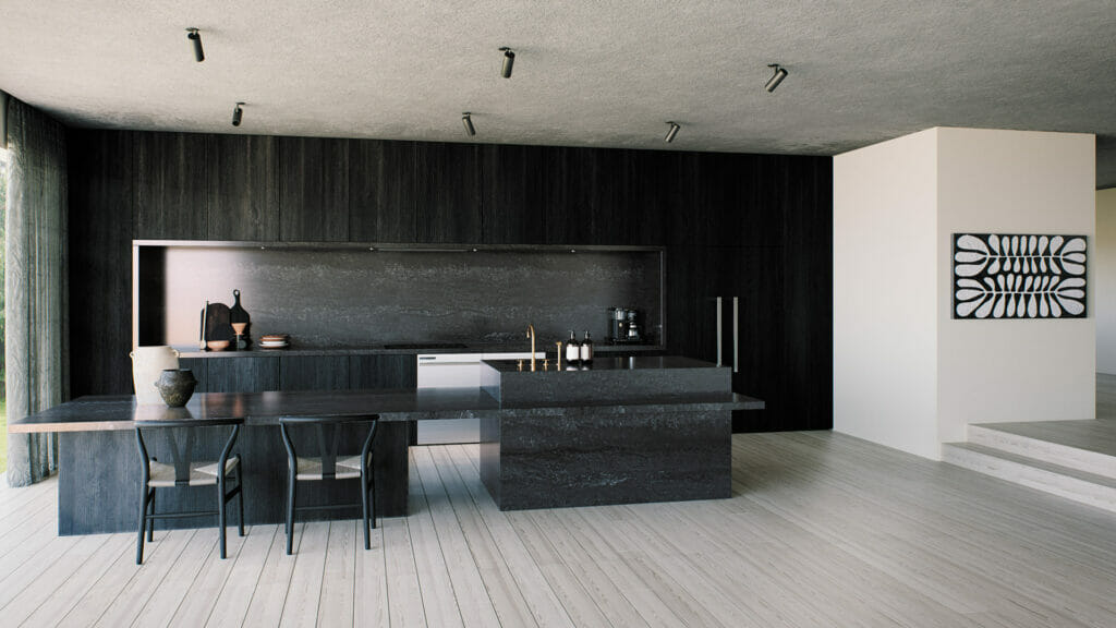 Caesarstone Black Tempal | 130’’ x 64.6’’ | 2 CM| Natural Finish Quartz Slab