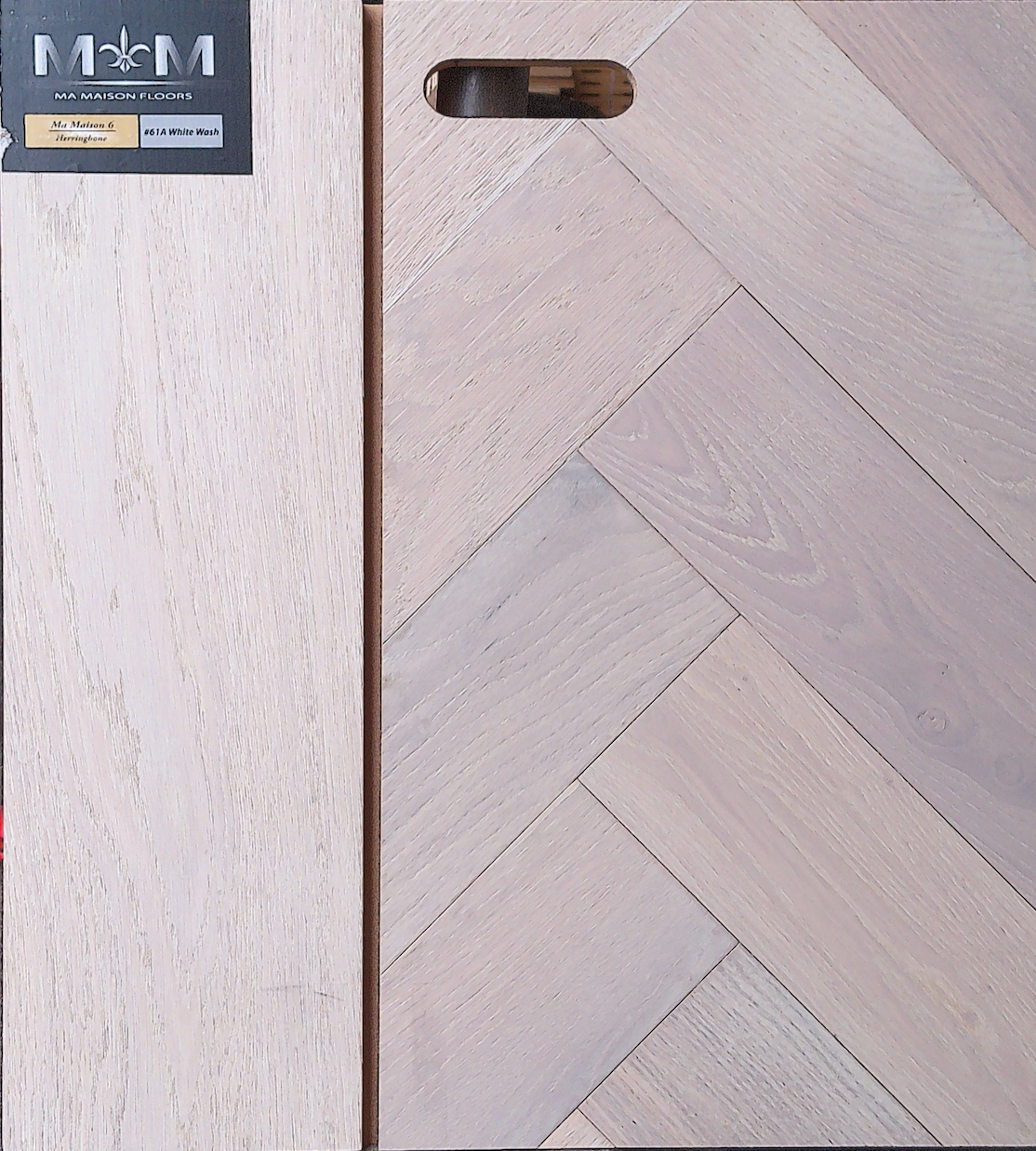 Ma Maison Floors 6 Herringbone |White Wash 61A| 4 3/4" x 23 5/8’’ Engineered Flooring