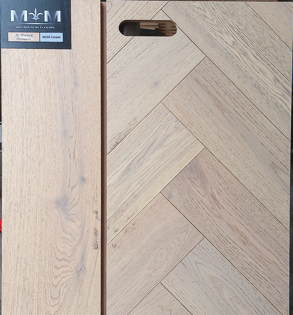 Ma Maison Floors 6 Herringbone |Cream 63A| 4 3/4" x 23 5/8’’ Engineered Flooring