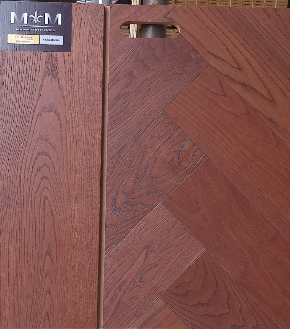 Ma Maison Floors 6 Herringbone |Mocha Wash 68A| 4 3/4" x 23 5/8’’ Engineered Flooring