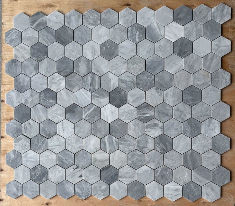 Elysium Tiles Hexagon Italian Grey Honed 3 x 3 10.25x11.75 Mosaic Tiles