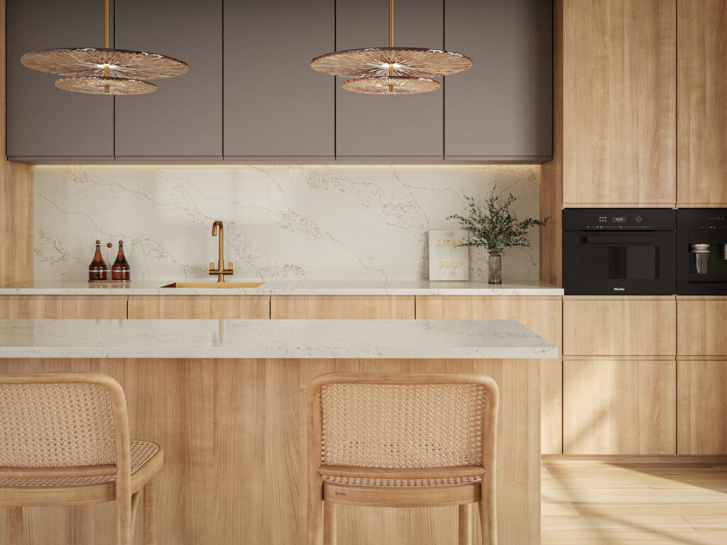 Vadara Quartz Golden Scribe Polished 126" x 63" 2 cm Quartz Slab