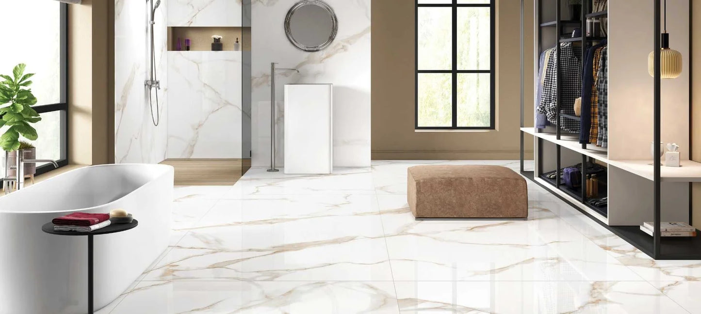 Raphael Stone RP1072 Calacatta Udi 32'' x 64'' Polished Porcelain Tile