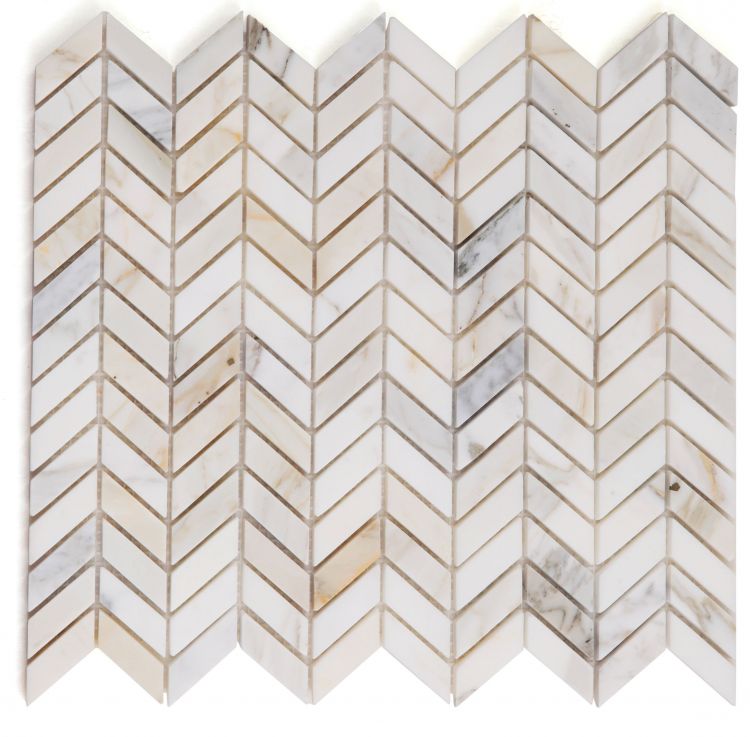Elysium Tiles Chevron Petite Calacatta 10.75'' x 12.25'' Mosaic Tiles