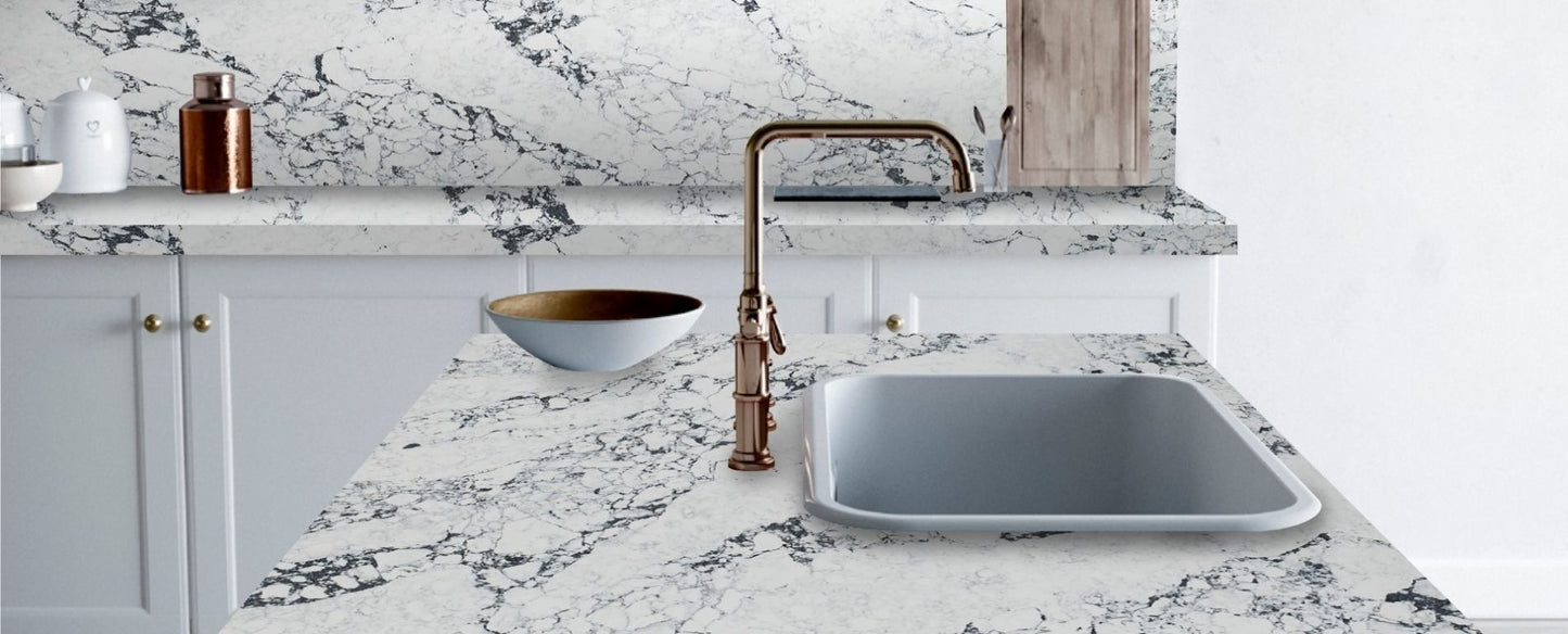 Raphael Stone Calacatta Arabascato RQ8983 |126' x63''| 2 cm Polished Quartz Slab