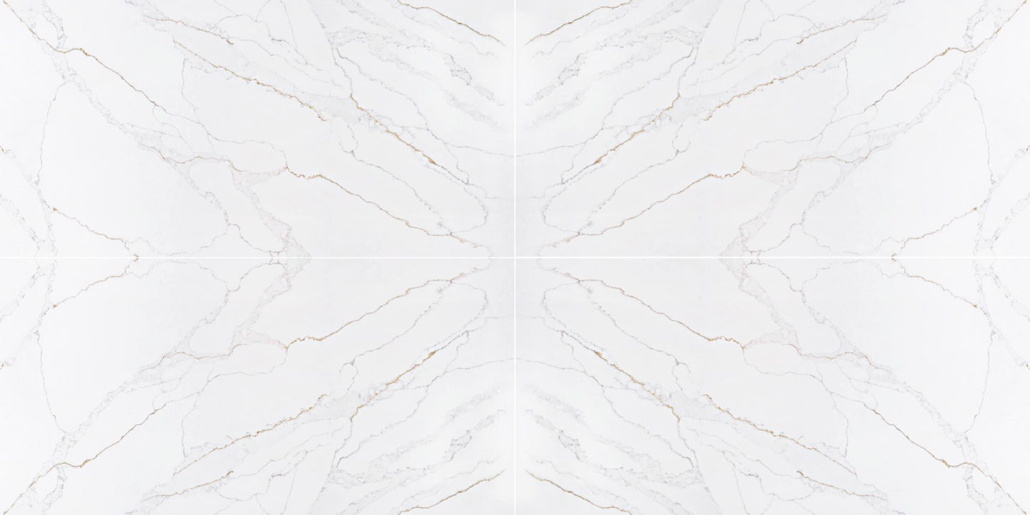 Raphael Stone RQ9910 Calacatta Romano |126' x63''| 2 cm Polished Quartz Slab