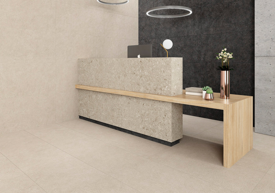Ottimo Ceramics Flodsten | Smoke | 24’’ x 48’’ Matte Porcelain Tile