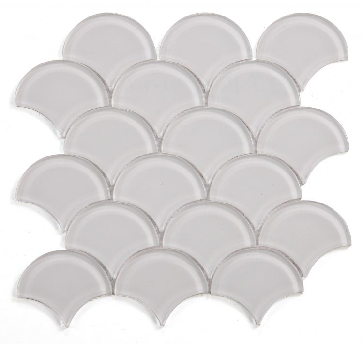 Elysium Tiles Dragon Scale White Glass 9.5 x 9.75 Mosaic Tiles