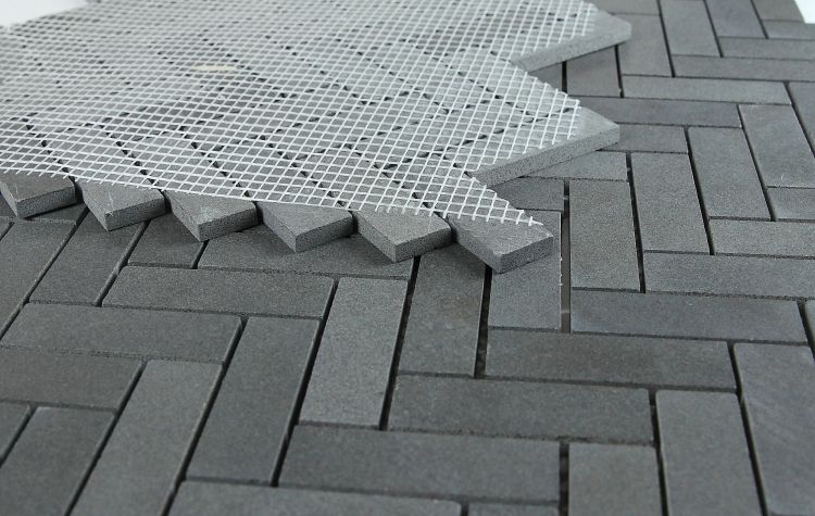 Elysium Tiles Herringbone Basalt 11 x 12.5 Mosaic Tiles