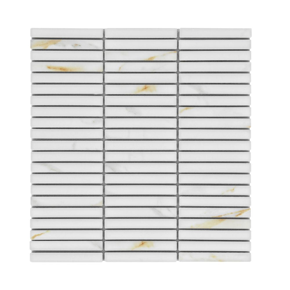 Elysium Tiles Hulu Calacatta Band Matte 11.25'' x 12'' Mosaic Tiles
