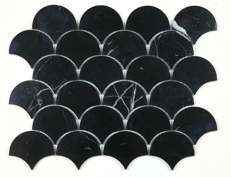 Elysium Tiles Dragon Scale Marquina 10.5 x 13 Mosaic Tiles