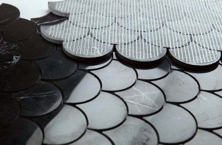 Elysium Tiles Dragon Scale Marquina 10.5 x 13 Mosaic Tiles
