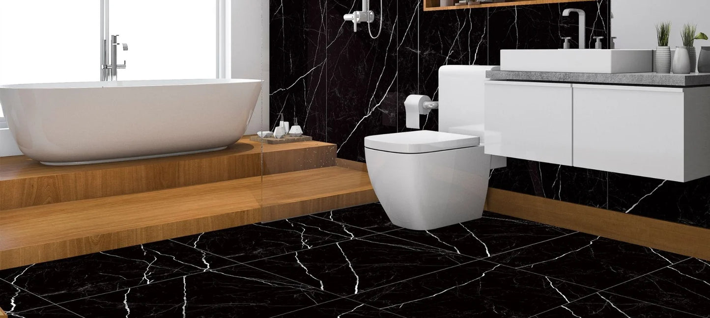 Raphael Stone RP1013 Nero Marquina 32'' x 64'' Polished Porcelain Tile