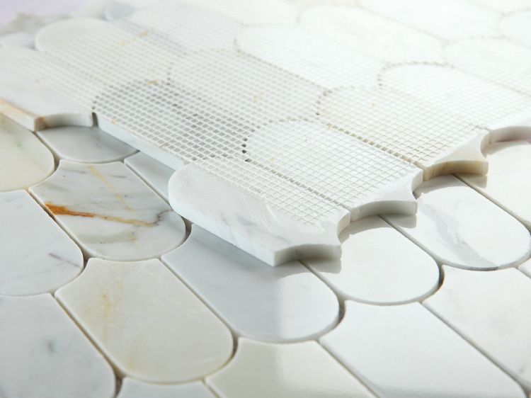 Elysium Tiles Piano Calacatta Gold Polished 10.25'' x 12.5'' Mosaic Tiles