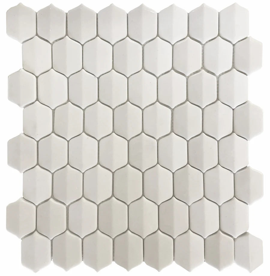 Ottimo Ceramics Peak Arabesque Black 12x12 | White Pilowed |Matte Mosaic Tile