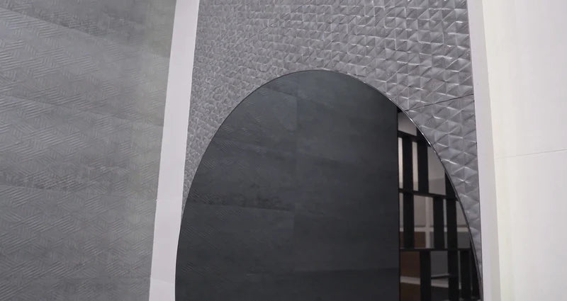 Ottimo Ceramics | Tri Arc Gris | 12” x 36”Glazed Ceramic Tile