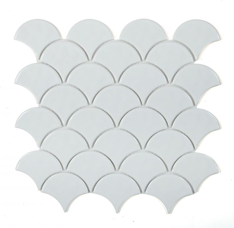 Elysium Tiles Snowglass Scale Ripple Polished 11.5 x 12 Mosaic Tiles