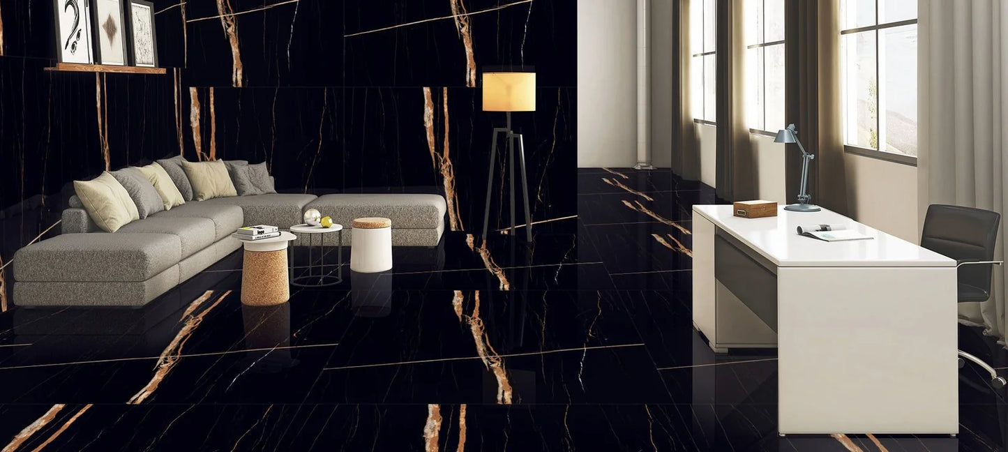 Raphael Stone RP1004 Sahara Black 32'' x 64'' Polished Porcelain Tile