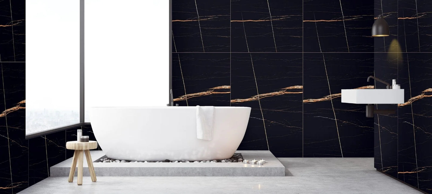 Raphael Stone RP1004 Sahara Black 32'' x 64'' Polished Porcelain Tile