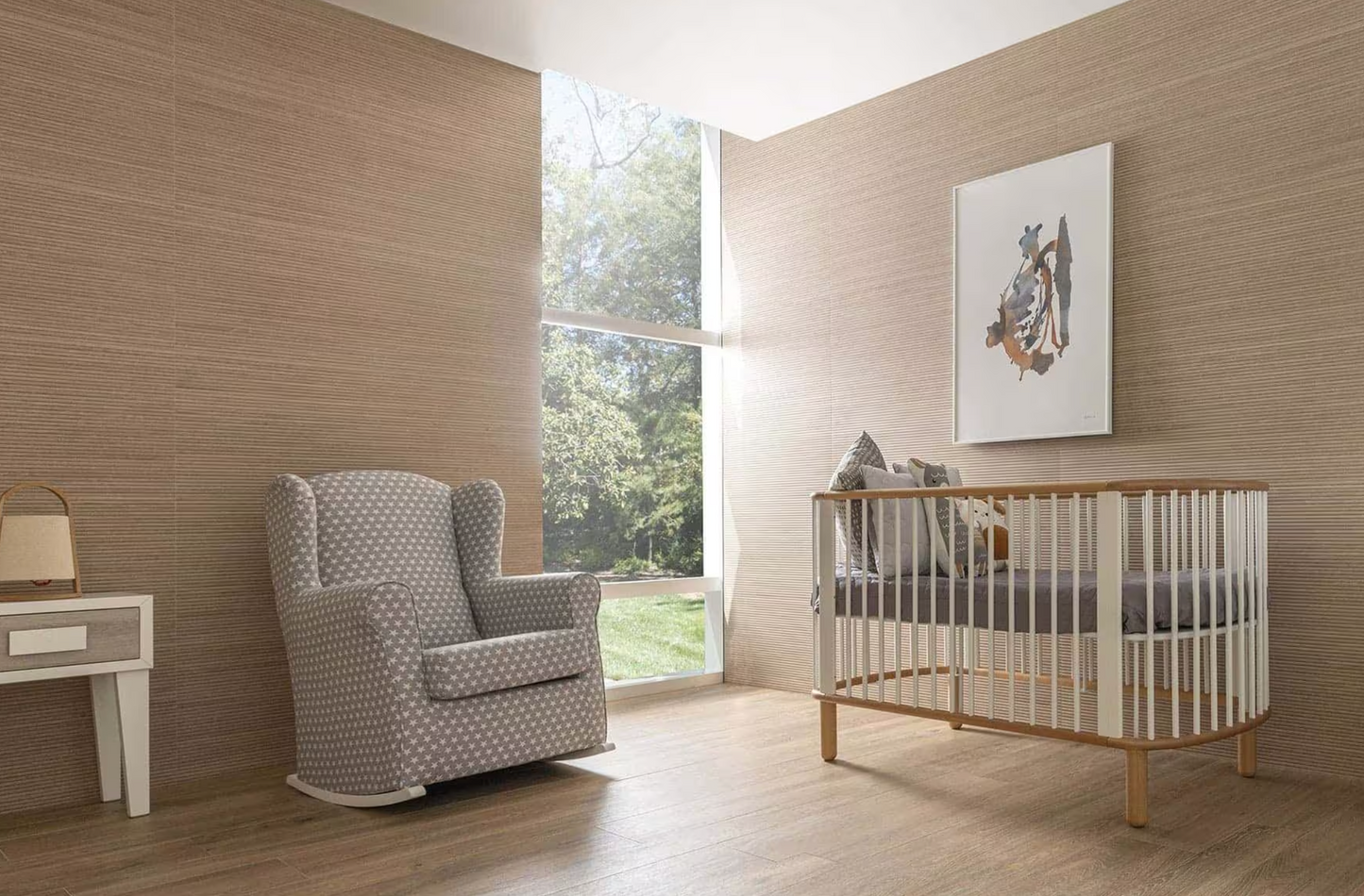 Porcelanosa Ice Tanzania Almond 18"X47" 3D Ceramic Wood Effect Wall Tile