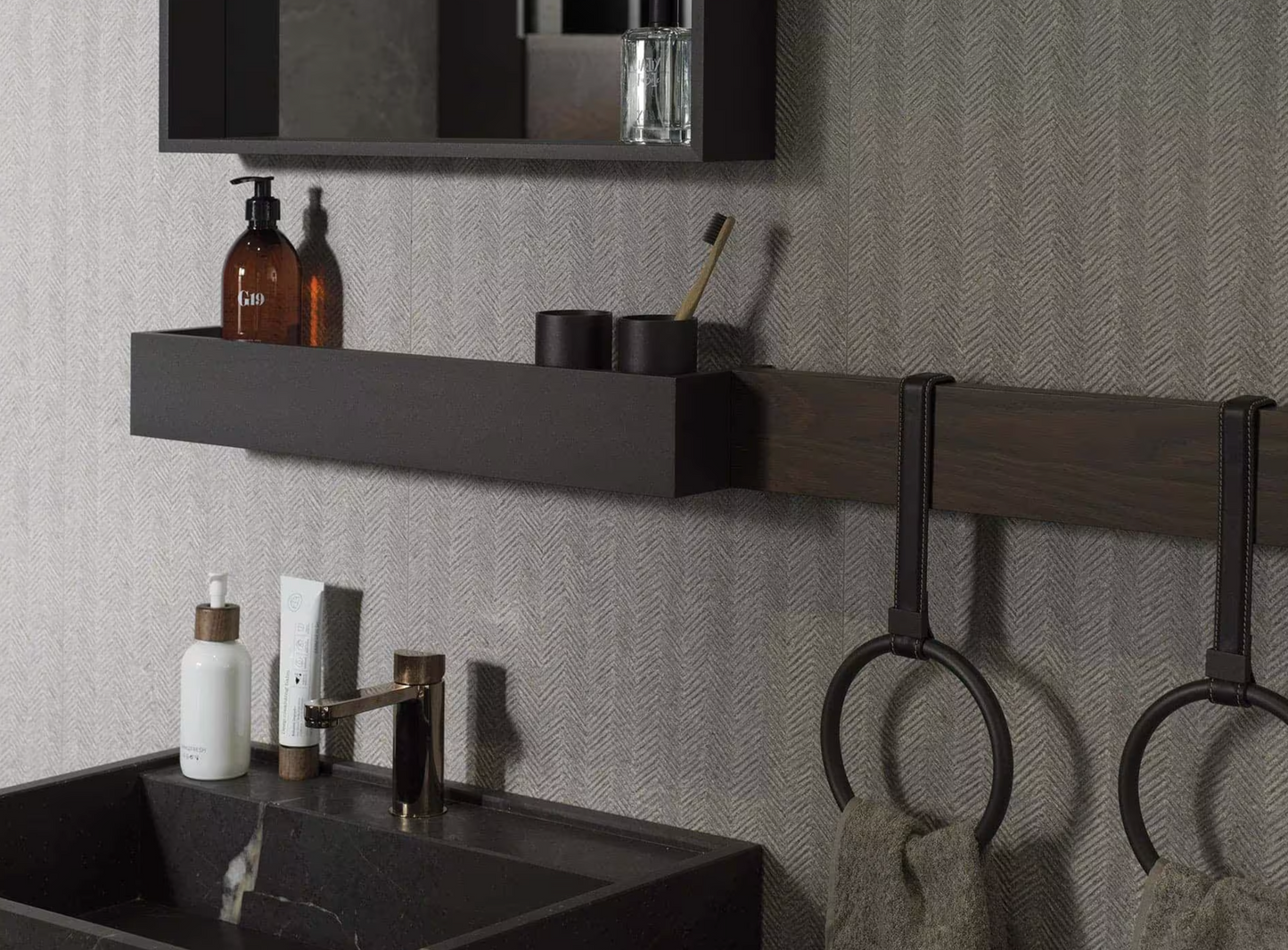 Porcelanosa Noir Topo 18"X47" Matte Ceramic Wall Tile
