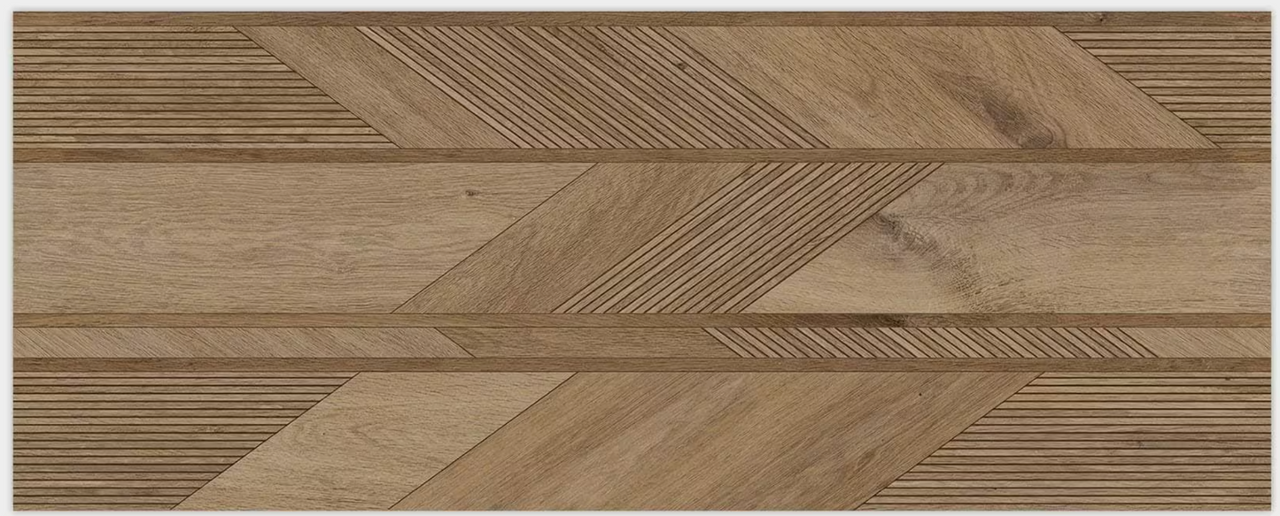 Porcelanosa Arrow 3D Roble 23"X59" Matte Wood Effect Ceramic Wall Tile