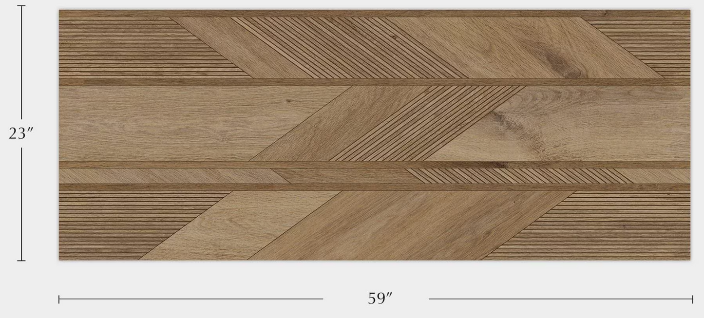 Porcelanosa Arrow 3D Roble 23"X59" Matte Wood Effect Ceramic Wall Tile
