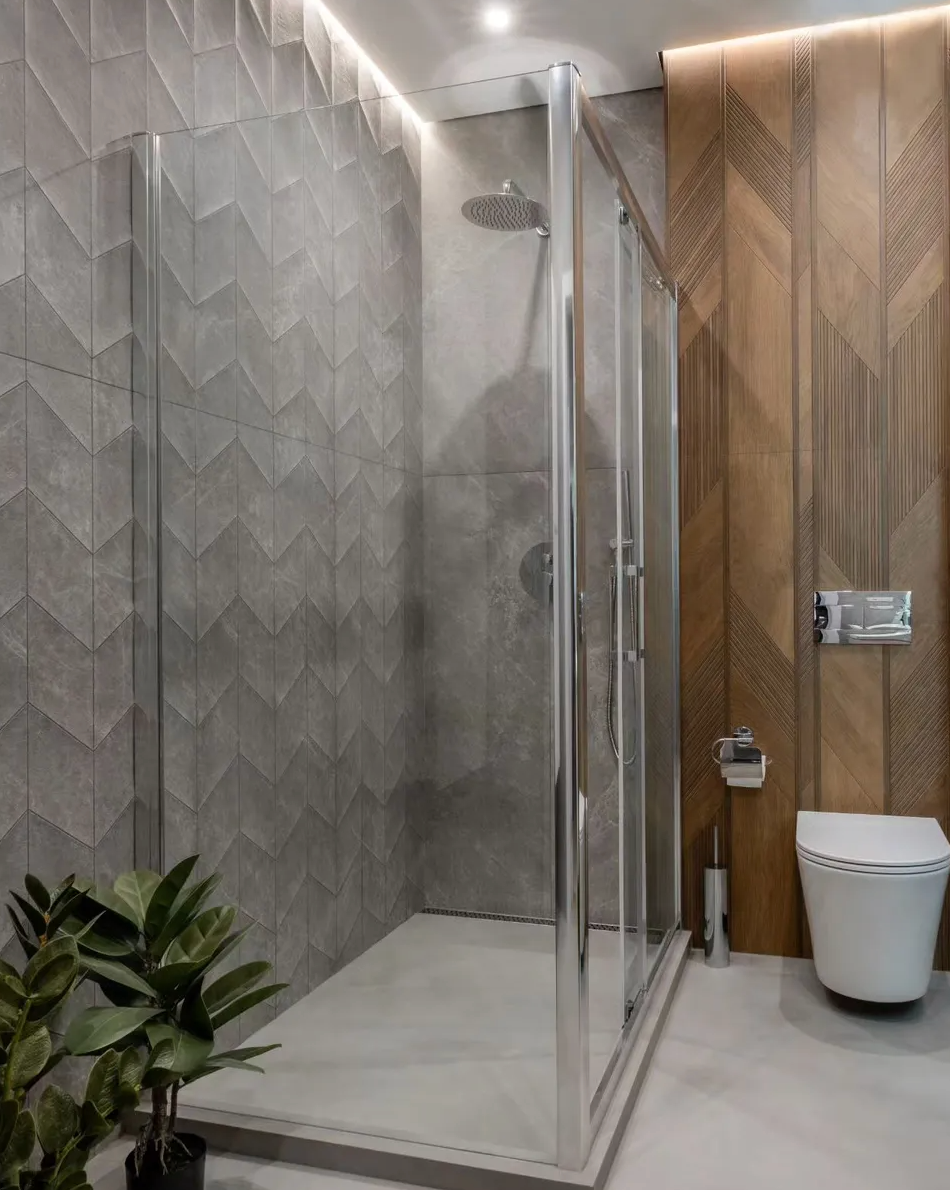 Porcelanosa Arrow 3D Roble 23"X59" Matte Wood Effect Ceramic Wall Tile