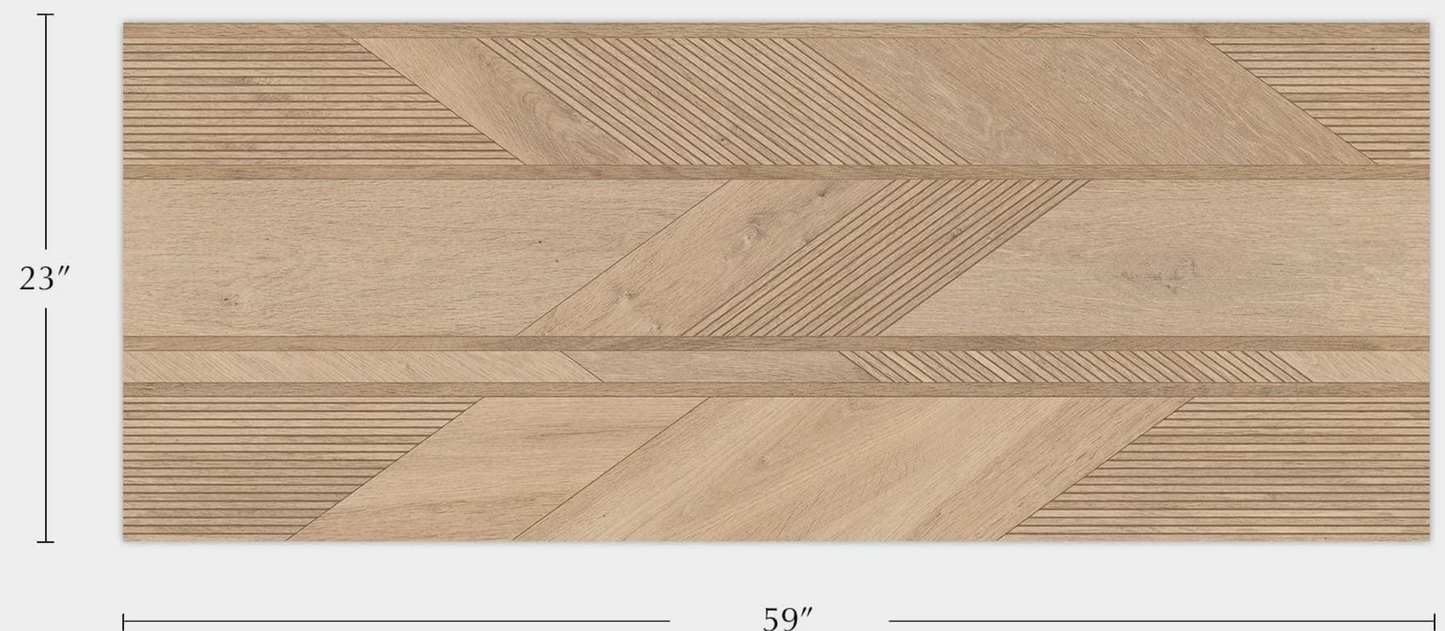 Porcelanosa Arrow 3D Arce 23"X59" Matte Wood Look Ceramic Wall Tile
