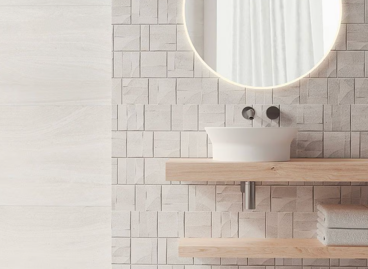 Porcelanosa Block Butan Bone 18"X47" Matte 3D Ceramic Wall Tile