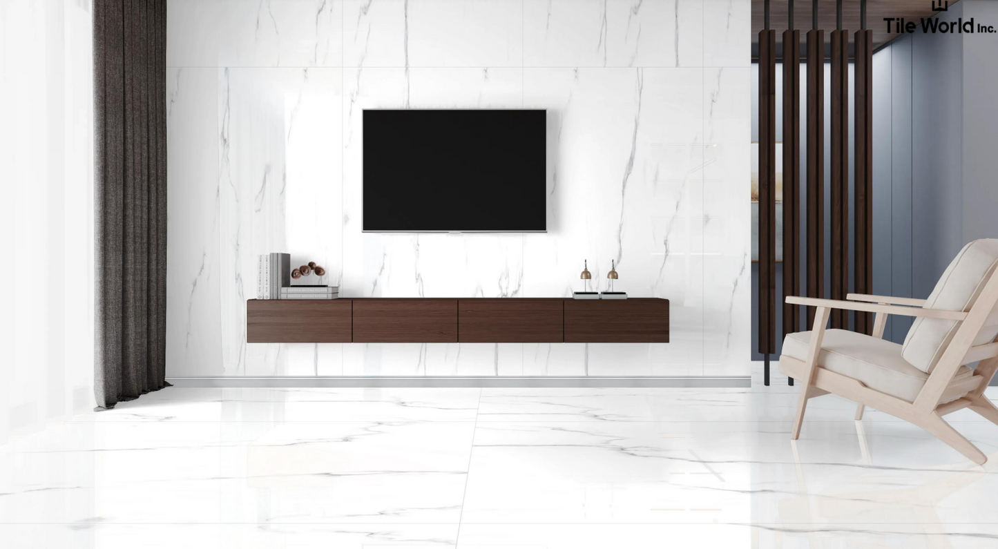 Tile World Ample Statuario | Polished | 24’’ x 48’’ Porcelain Tile