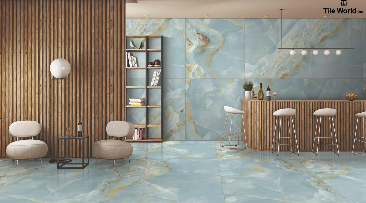 Tile World Abie Blue| Polished | 24’’ x 48’’ Porcelain Tile