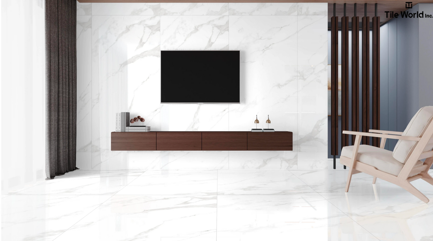 Tile World Express Carrara Bianco | Polished | 24’’ x 48’’ Porcelain Tile