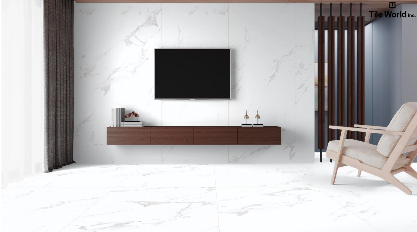 Tile World Smoke White| Polished | 24’’ x 48’’ Porcelain Tile