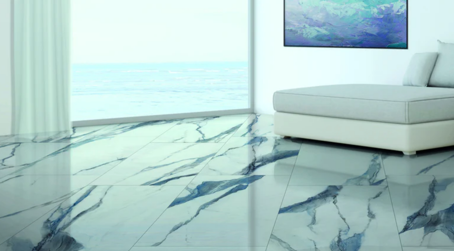 Ottimo Ceramics Calacatta Ocean 24’’ x 48’’ Polished Porcelain Tile
