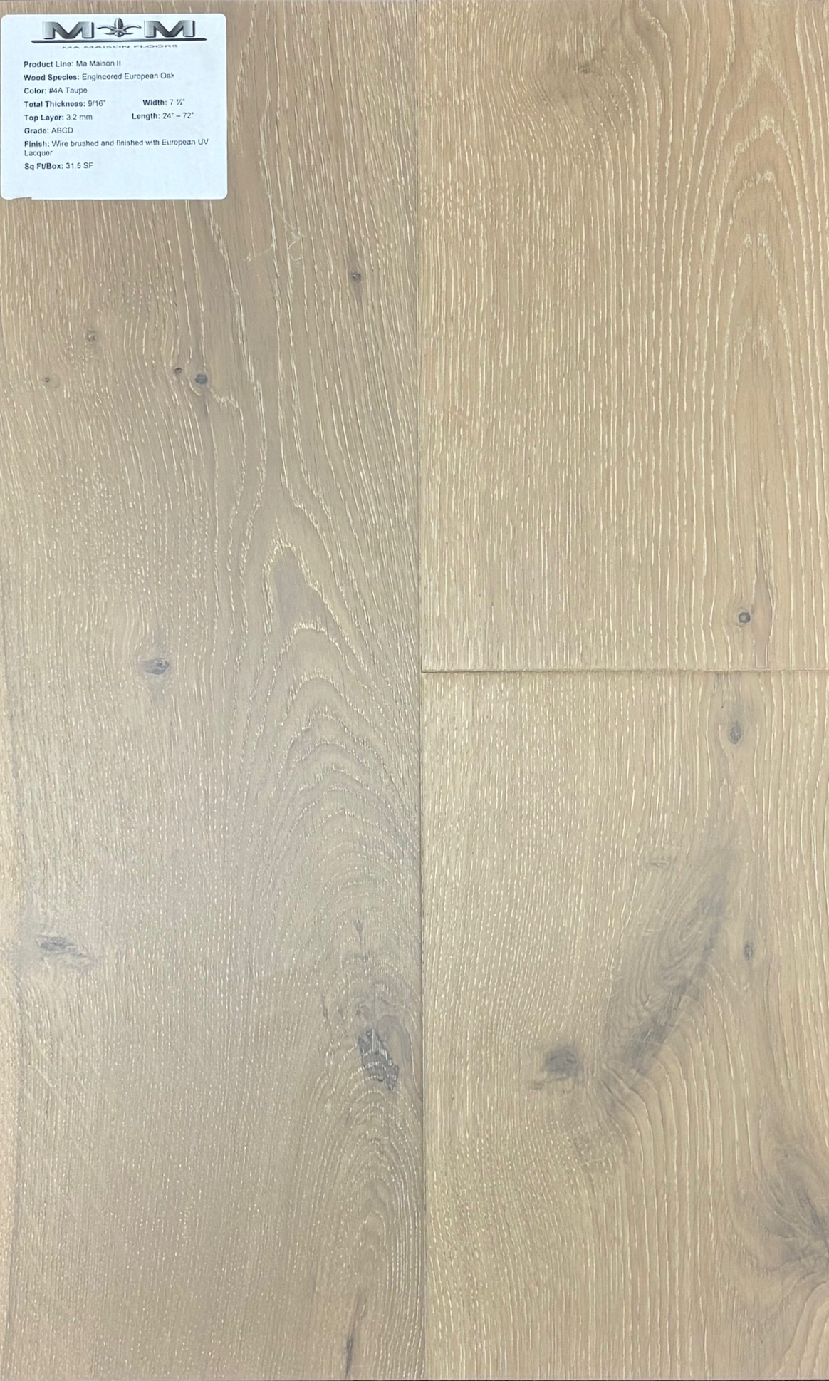 Ma Maison Floors 2 |Taupe 4A| 7.5" x up to 6.25ft Engineered Flooring