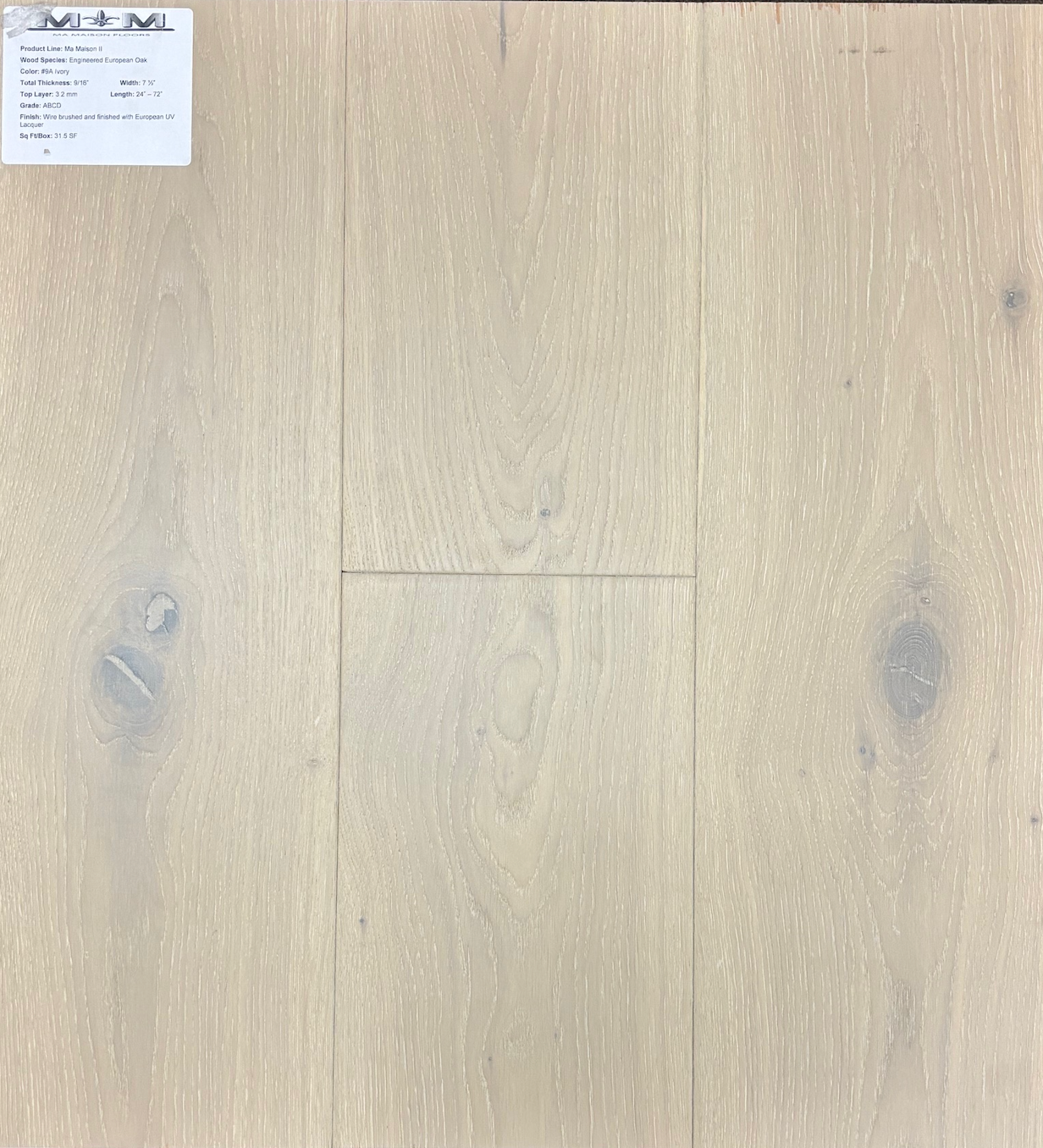 Ma Maison Floors 2 |Ivory 9A| 7.5" x up to 6.25ft Engineered Flooring