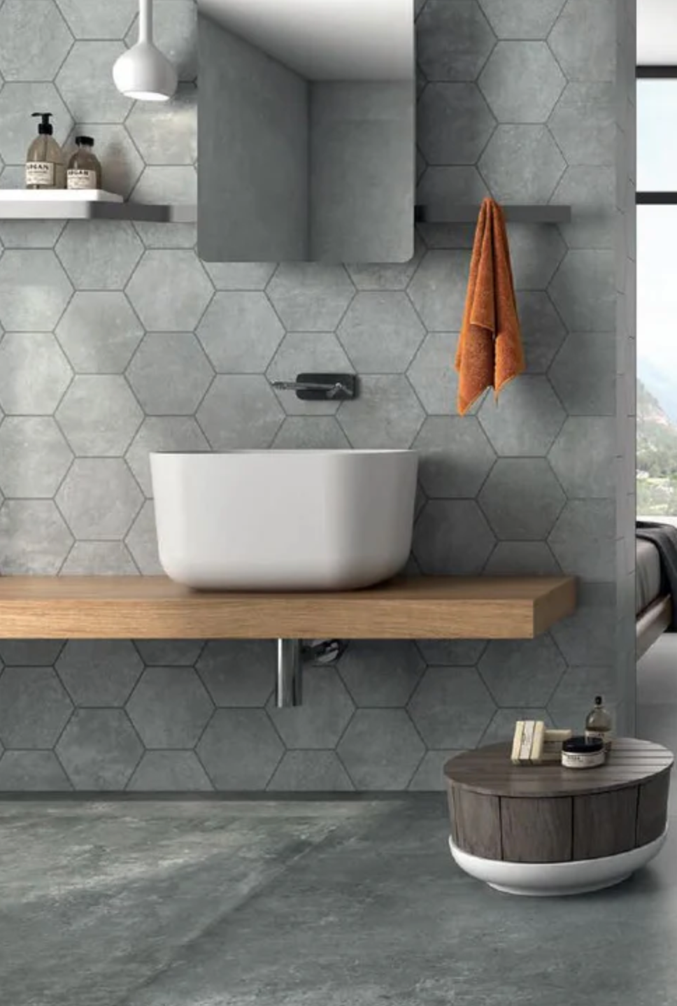 Ottimo Ceramics Ground Hexagon| Perla Light Grey | 10” x 11” Matte Porcelain Tile