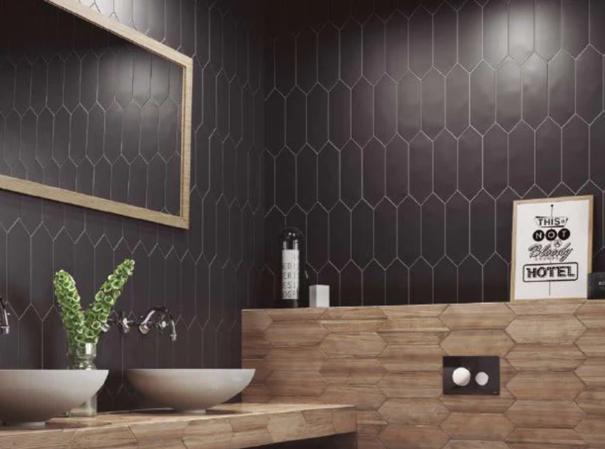 Ottimo Ceramics Castillo Picket Elongated Hexagon |White| 4” x 12” Matte Porcelain Tile