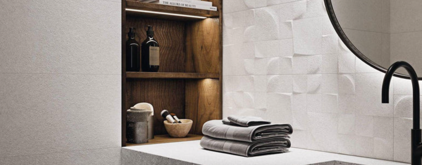 Ottimo Ceramics Kone | Glacier White |12’’ x 36’’ Deco Ceramic Tile