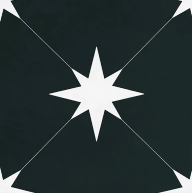 Ottimo Ceramics Starburst| Llevant Grey | 8.7” x 8.7” Matte Porcelain Tile