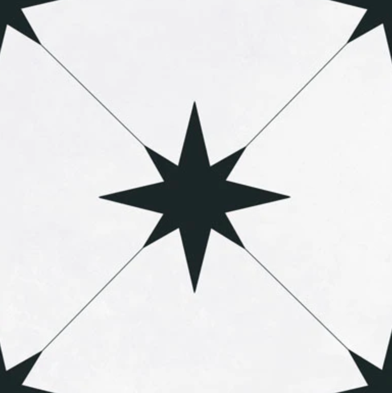 Ottimo Ceramics Starburst| Llevant Grey | 8.7” x 8.7” Matte Porcelain Tile