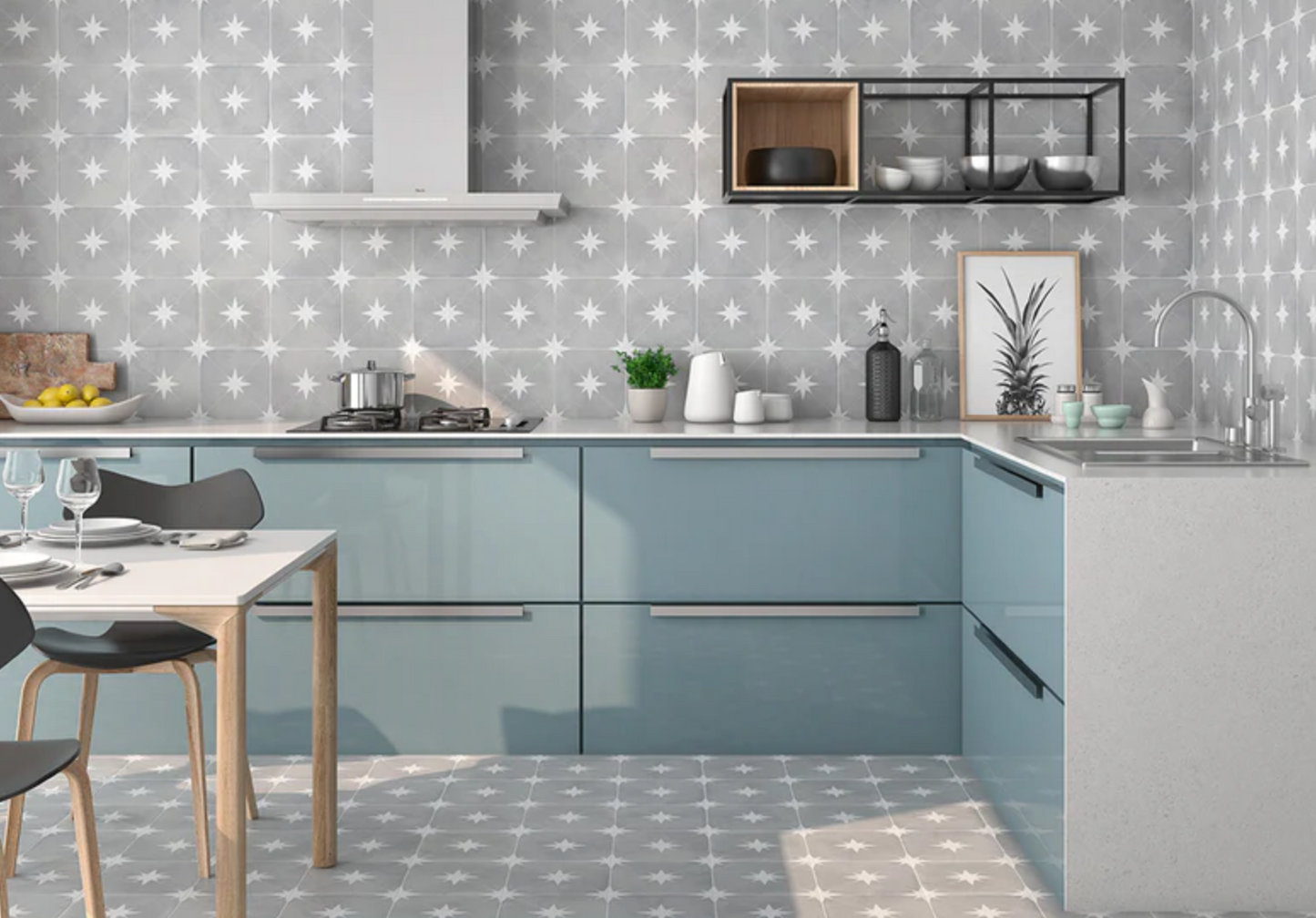 Ottimo Ceramics Starburst| Llevant Grey | 8.7” x 8.7” Matte Porcelain Tile