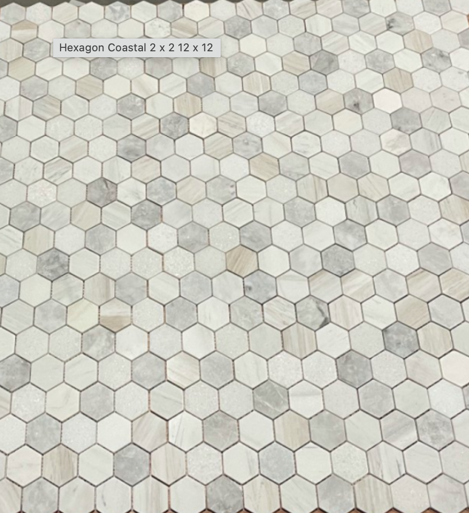 Elysium Tiles Hexagon Coastal 2x2 |12 x 12| Mosaic Tiles