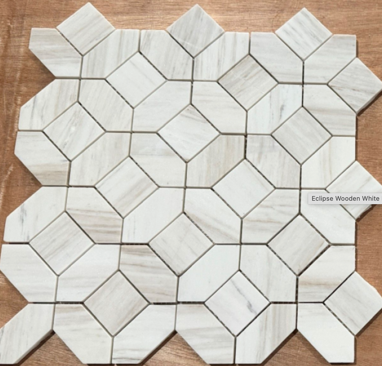 Elysium Tile Eclipse Wooden White Honed 13 x 13 Mosaic Tiles