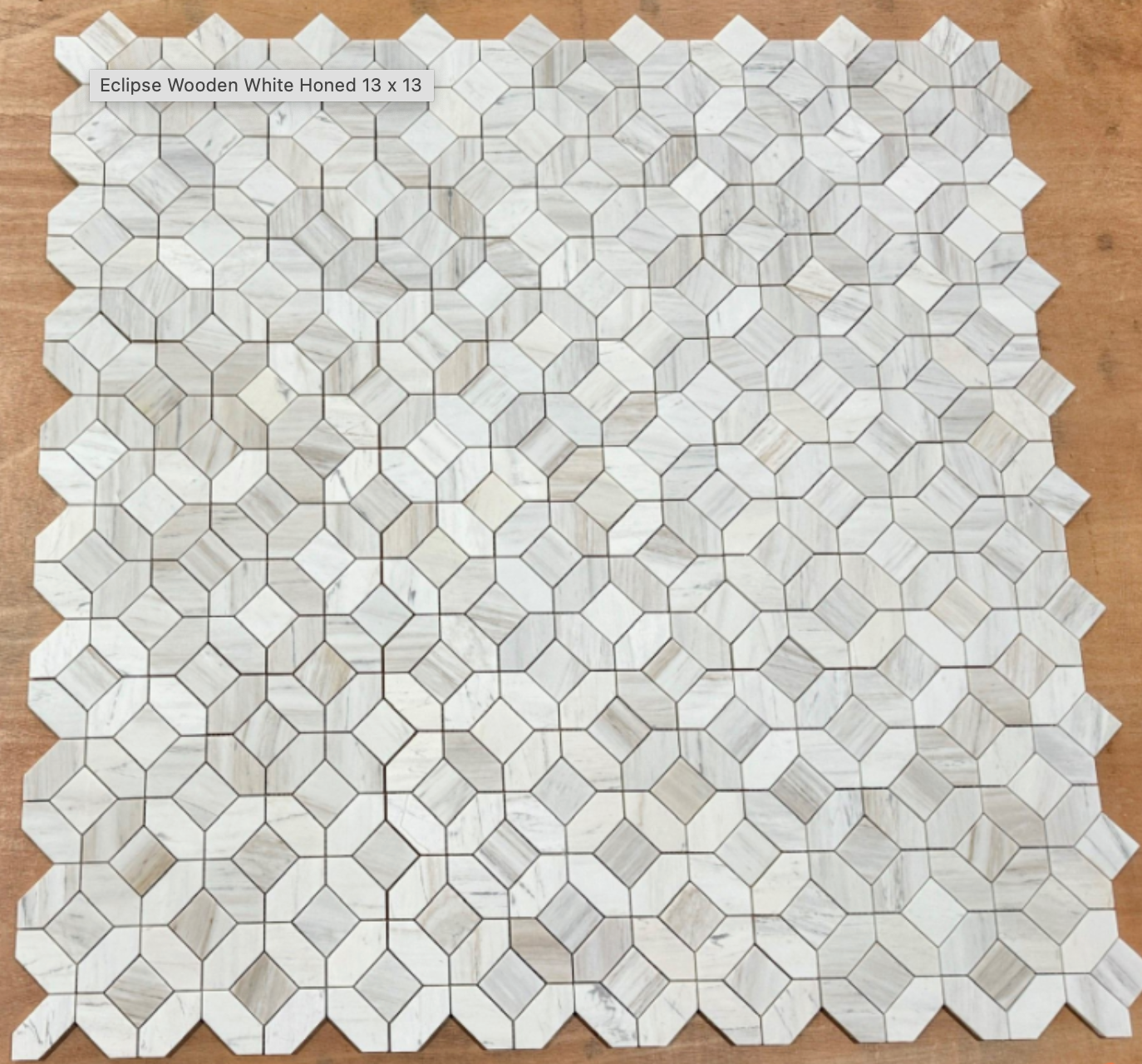 Elysium Tile Eclipse Wooden White Honed 13 x 13 Mosaic Tiles