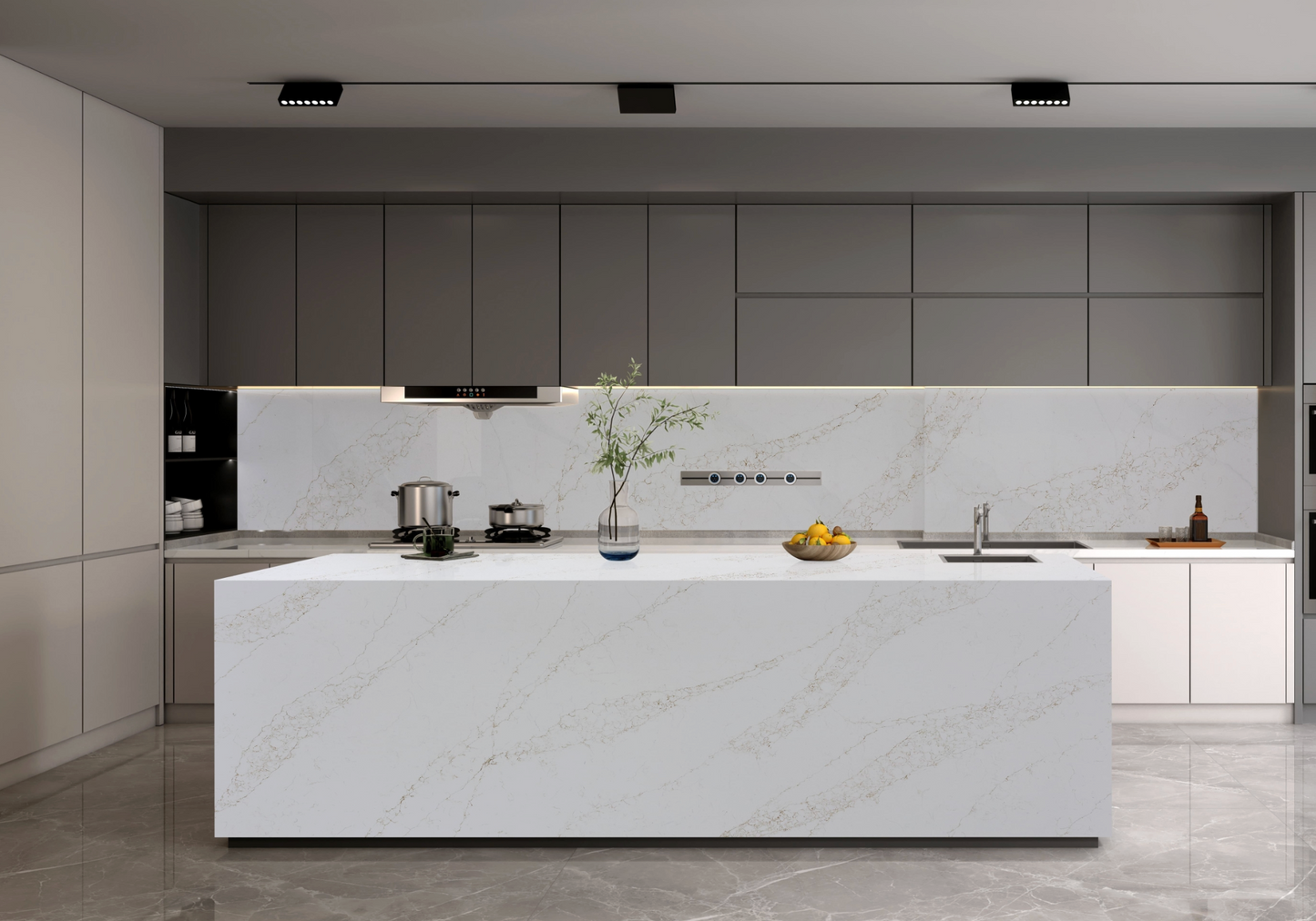 Elite Stone |Ombre Lavaza|122"-126"x63"| 2 cm Polished Quartz Slab